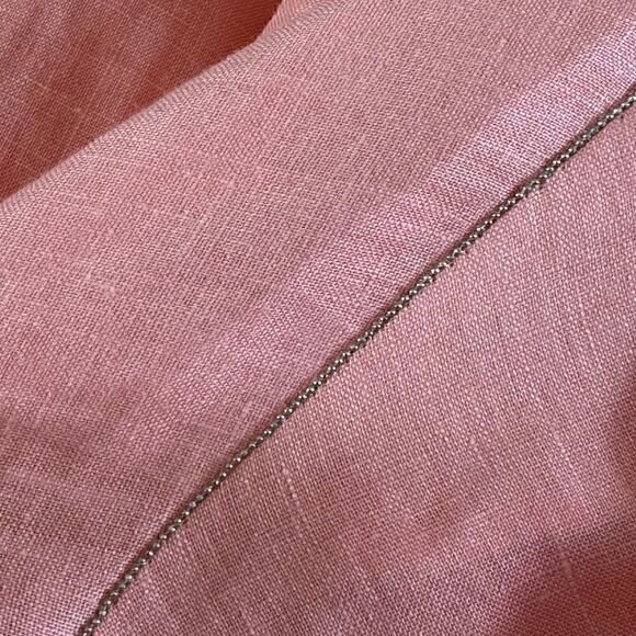 Amelline linen poncho one size with studs shoulder details Minimalist coral New - Picture 9 of 10